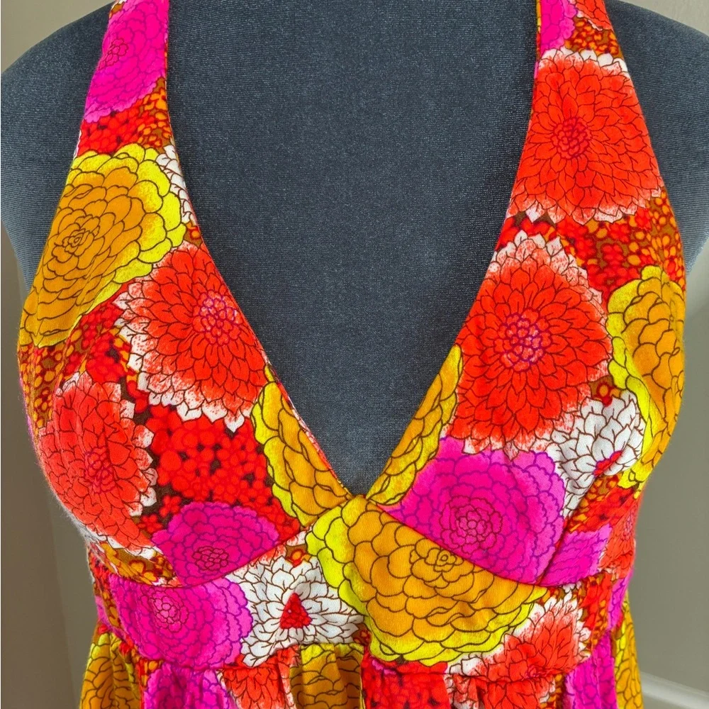 Vintage 1970's Psychedelic Floral High Tide California XXS Dress - Picture 3 of 13